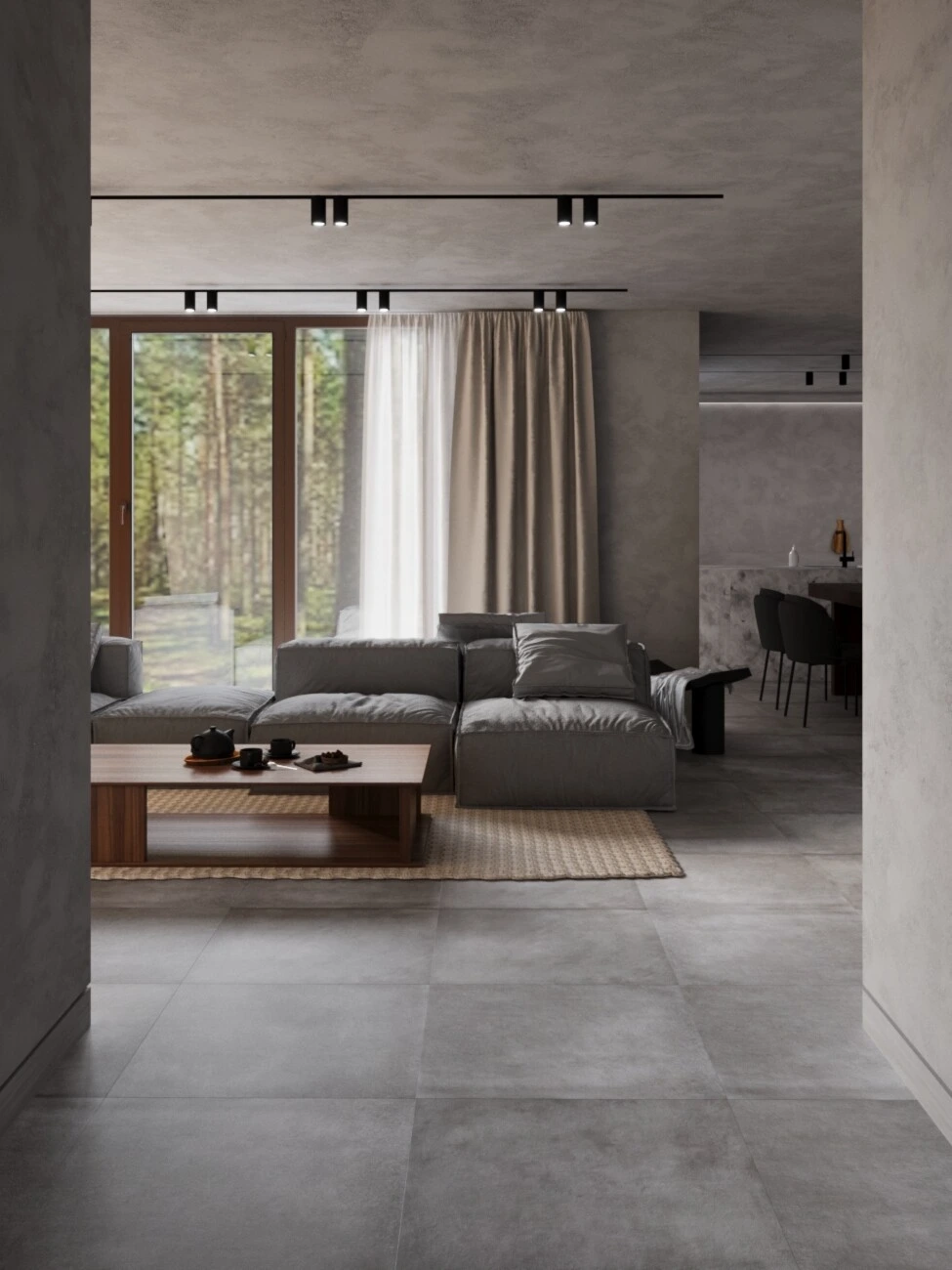 Spokojny salon w naturalnych materiałach